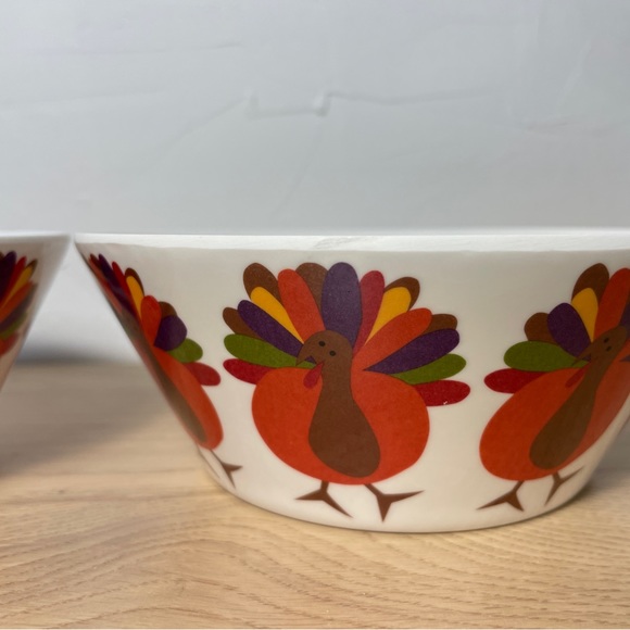 Crate and Barrel Thanksgiving Turkeys Melamine 6" x 2 1/4" Bowl Fall Decor - 2 - Picture 3 of 9